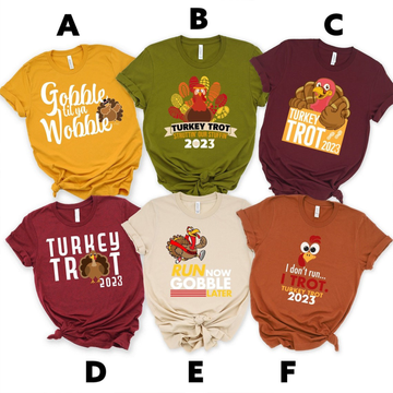 Thanksgiving Turkey Trot Family Matching T Shirt