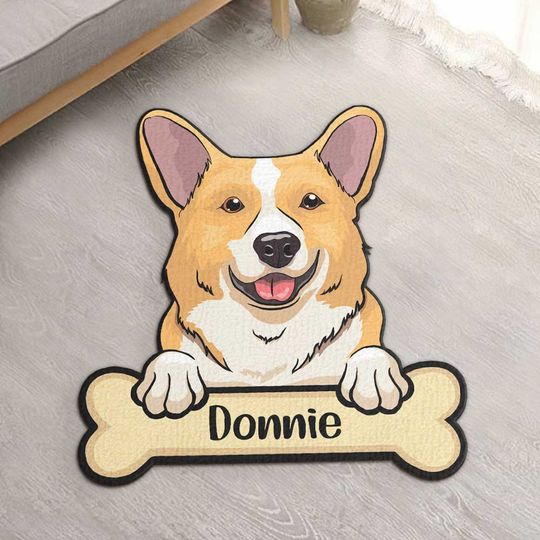 Cute Dog Peeking - Personalized Custom Shaped Decorative Mat