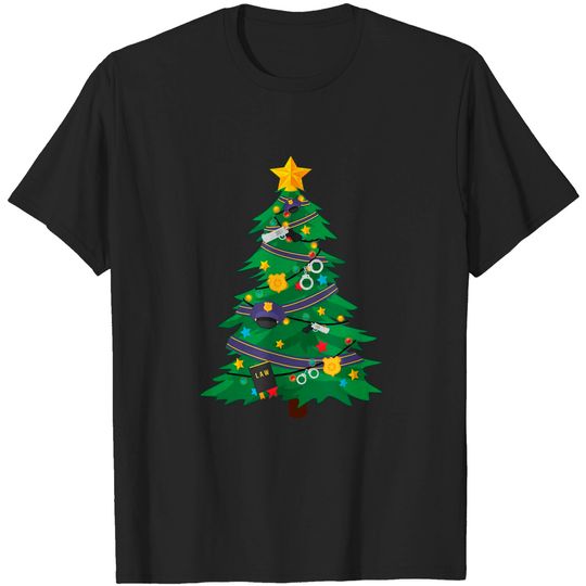 Police Officer Christmas Tree T-Shirt Cop Stocking Stuffer
