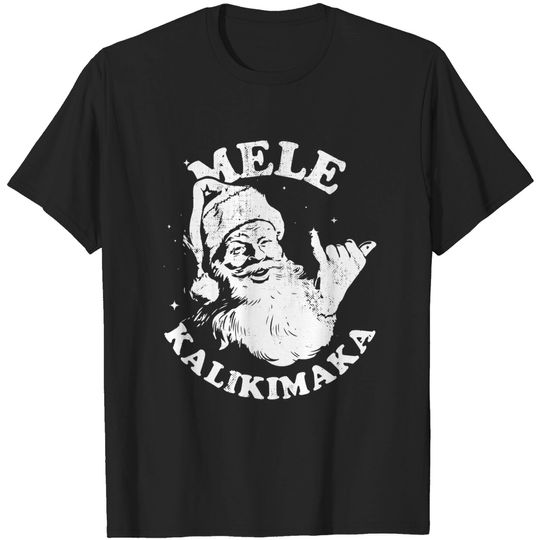 Shaka T-shirt Retro Christmas Mele Kalikimaka Santa Shaka Hawaii