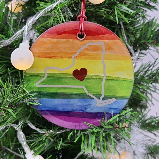 Pride Month gift, New York Pride ornament, NY Rainbow Suncatcher, Pride ornament