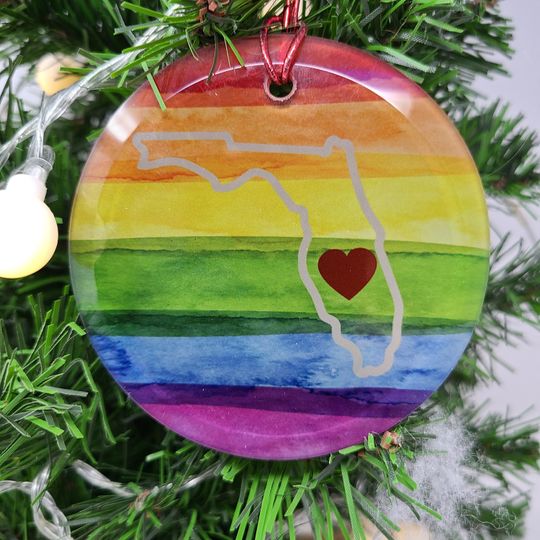 Pride Month gift, Florida Pride ornament, Rainbow Suncatcher, Pride ornament
