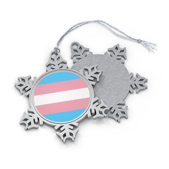 Representation Matters!  Transgender Pride Flag Pewter Snowflake Ornament