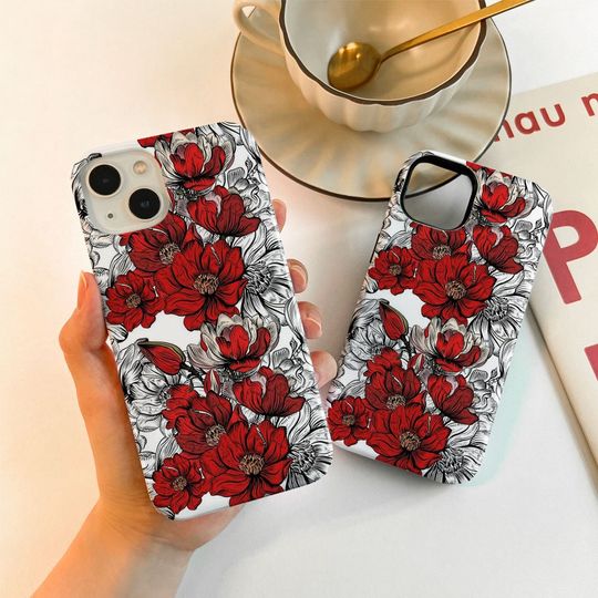 Retro Red Flowers iPhone case