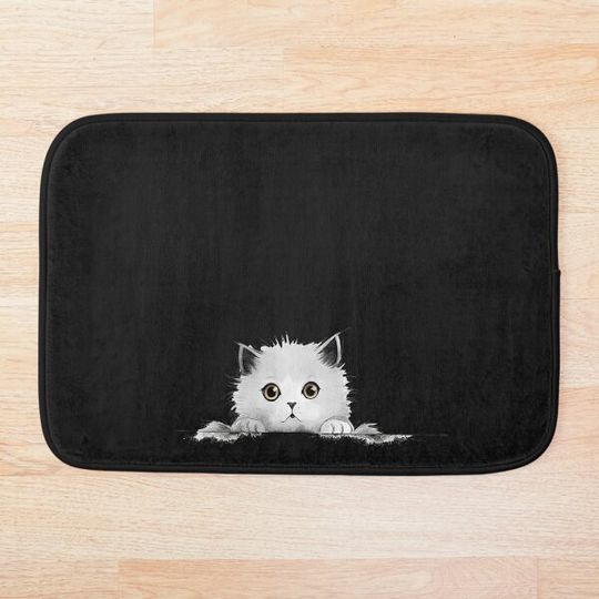 Peekaboo: Adorable Cat Peeking Design Bath Mat