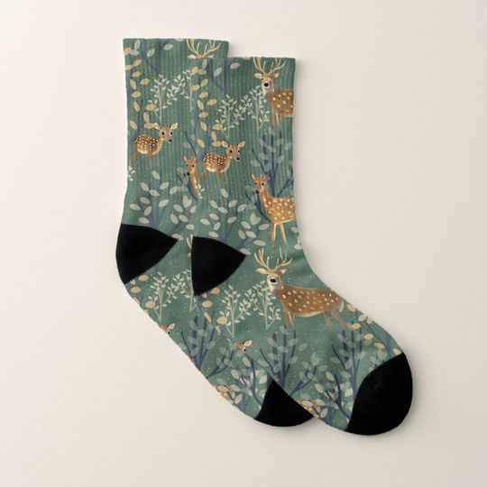 Deers Forest Pattern , Deer, Hunter, Hunting Dad, Socks