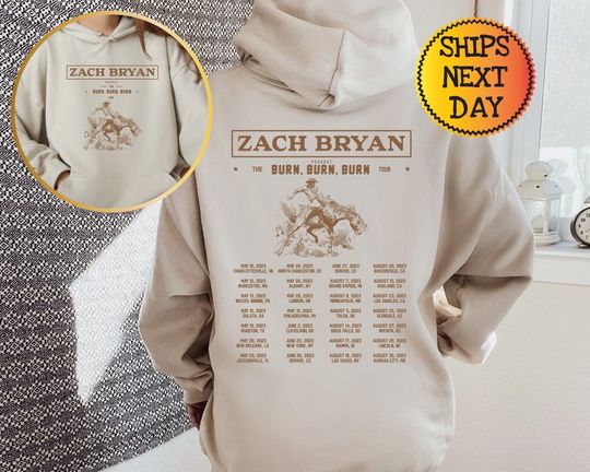 Zach Bryan Hoodie, The Burn Burn Burn Tour 2023 Hoodie For Fan, Zach Bryan Concert Fan Sweatshirt