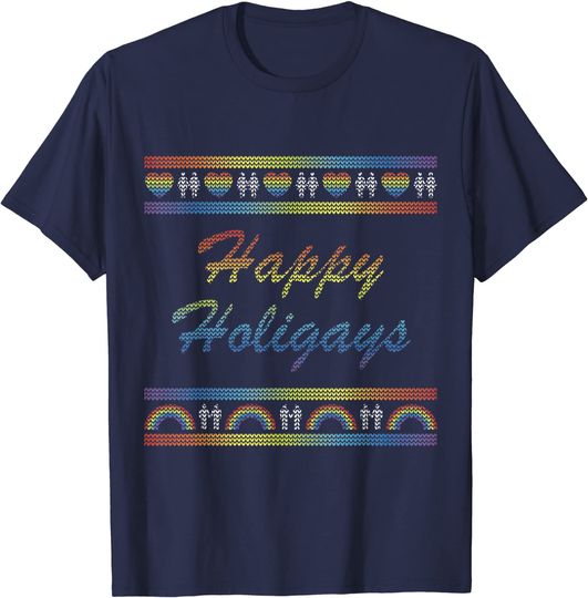 Gay Christmas Shirt Happy Holigays T-Shirt