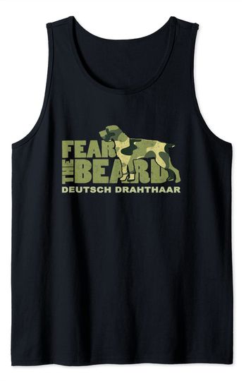 Fear The Beard Tank Top Camo Deutsch Drahthaar Hunting Dog