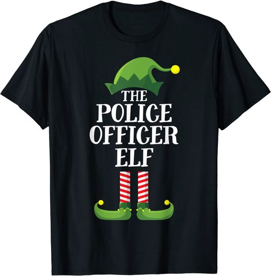 Police Officer Elf Matching Family Group Christmas Party PJ T-Shirt