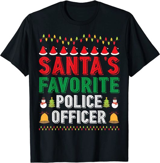 Santa's Favorite Police Officer Christmas Ornament Xmas Gift T-Shirt