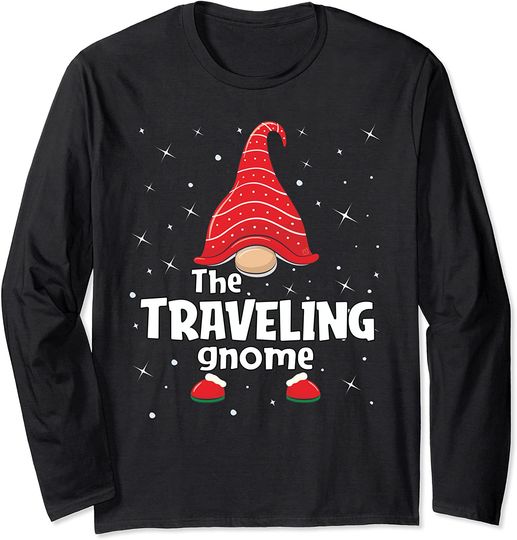 Traveling Gnome Family Matching Christmas Funny Gift Pajama Long Sleeve