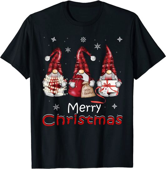 Gnome Family Christmas Buffalo Plaid T-Shirt