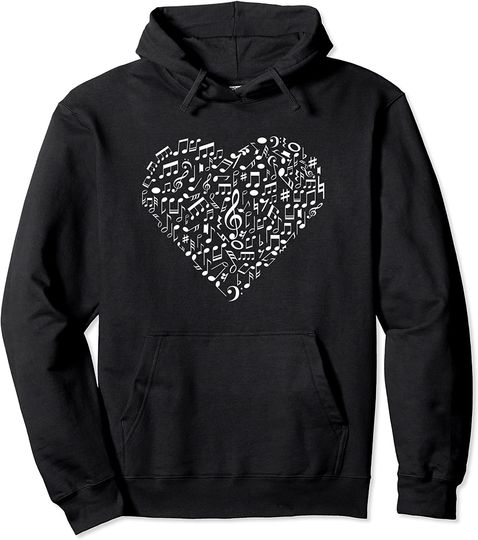 Music Notes Heart Hoodie Music Pullover