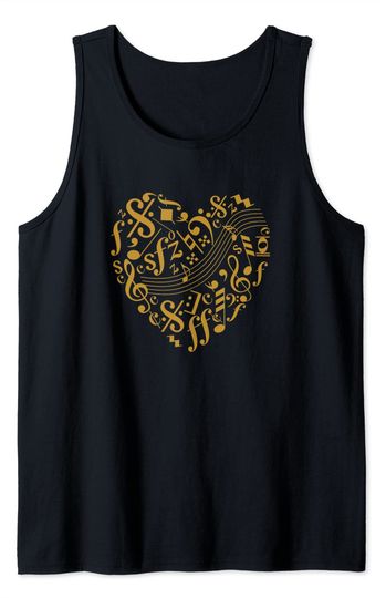 Music Notes Heart Tank Top music sign for musicians music lovers