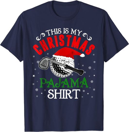This Is My Christmas Pajama Shirt Santa Golf Team T-Shirt