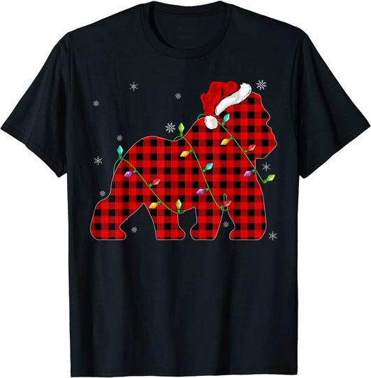 Funny Gorilla T-shirt Buffalo Plaid Family Matching Gorilla Christmas Pajama