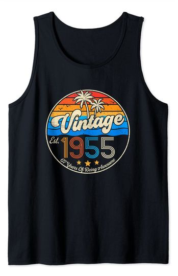 Vintage Est. 1955 67 Years Of Being Awesome Birthday Decor Tank Top