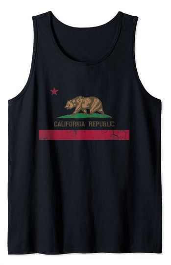 California Republic Flag State Vintage Fade Tank Top
