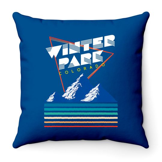 Winter Park Colorado - USA Ski 1980s Retro Throw Pillows