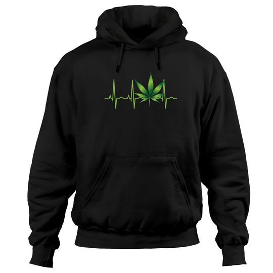 Weed Hoodie for Men & Women Marijuana Leaf Heartbeat  Hoodie