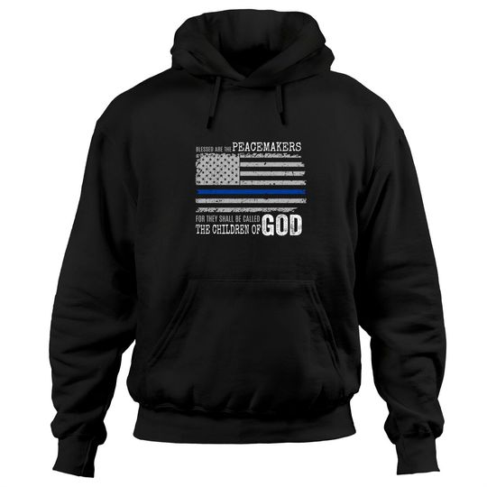 Support Police Thin Blue Line Distressed Flag Bible Verse Hoodies