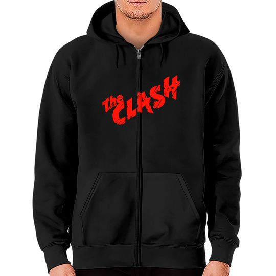The Clash Scratched Red Logo Zip Hoodie