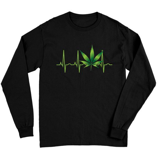 Weed Long Sleeves for Men & Women Marijuana Leaf Heartbeat  Long Sleeves