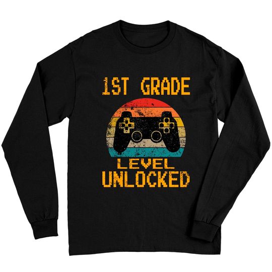 1st Grade Level Unlocked Gamer First Day Of School Boys Long Sleeves