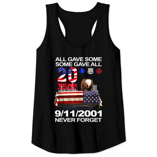 Never Forget 9-11-2001 20th Anniversary Firefighters Tank Top