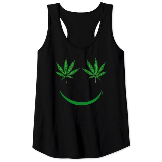 Pot Leaf Smiley Face Weed Tank Top