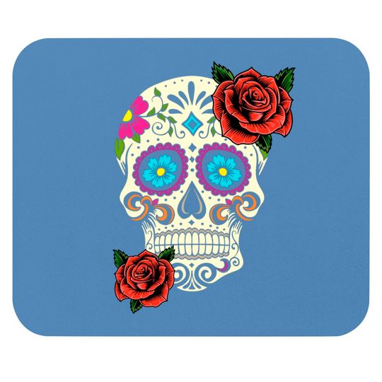 Dia De Los Muertos Floral Sugar Skull Tshirts For Women Girl Mouse Pads