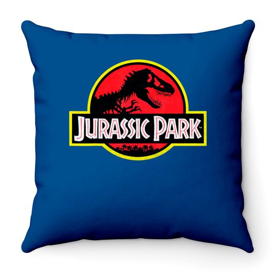 Jurassic Park Distressed Vintage Logo Graphic Throw Pillows