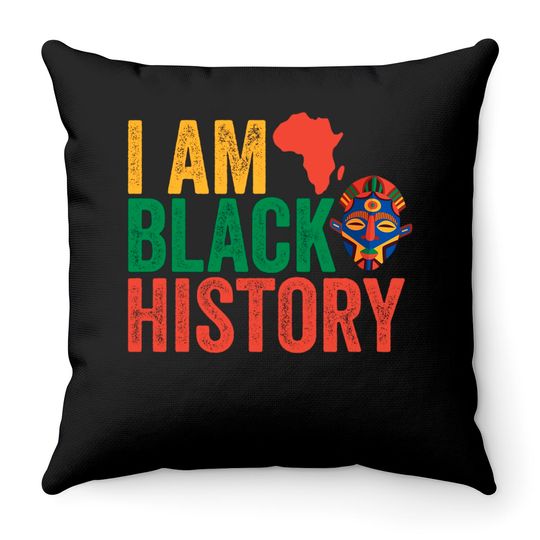 Black History Month Afro American I Am Black History Throw Pillows