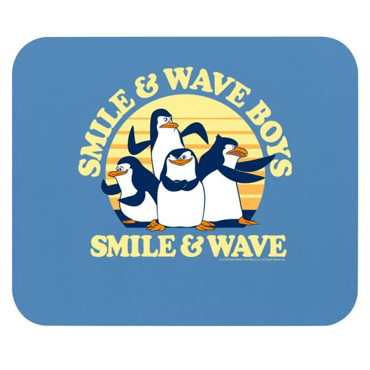Madagascar Penguins Smile And Wave Sunset Text Poster Mouse Pads