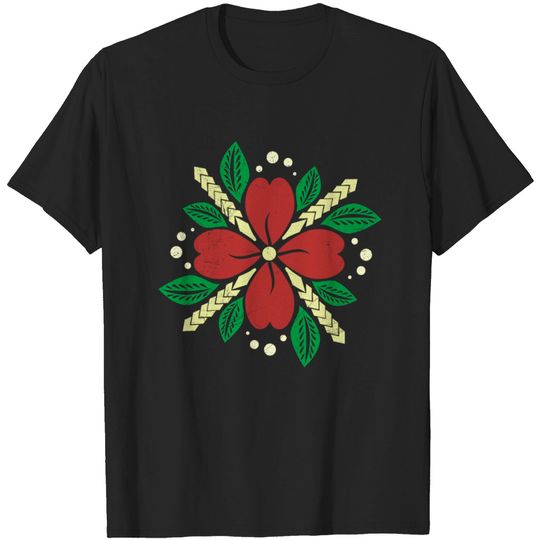 Polynesian Flower And Leaves Tribal Tattoo Gift T Shirt