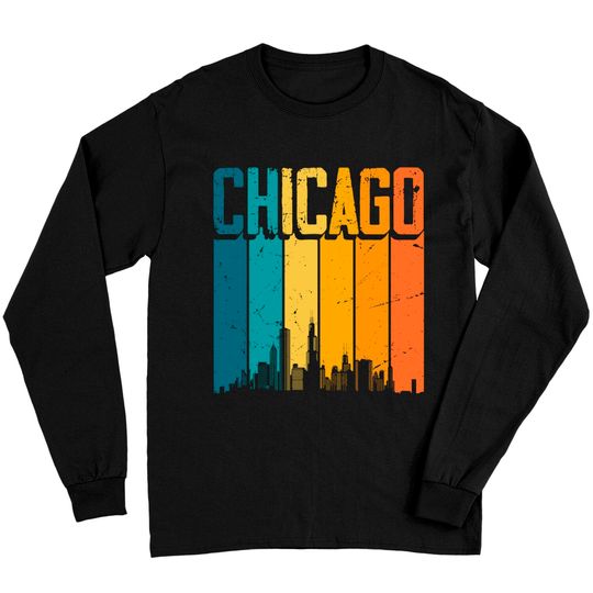 Little Chicago Long Sleeves Chicago USA Retro Vintage Sunset Skyline Chicago