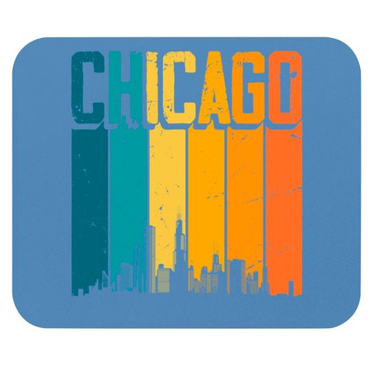 Little Chicago Mouse Pads Chicago USA Retro Vintage Sunset Skyline Chicago