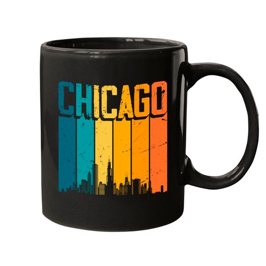 Little Chicago Mugs Chicago USA Retro Vintage Sunset Skyline Chicago