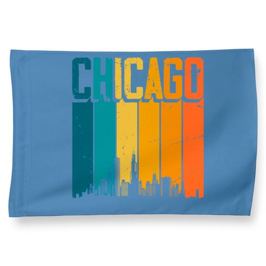 Little Chicago House Flags Chicago USA Retro Vintage Sunset Skyline Chicago