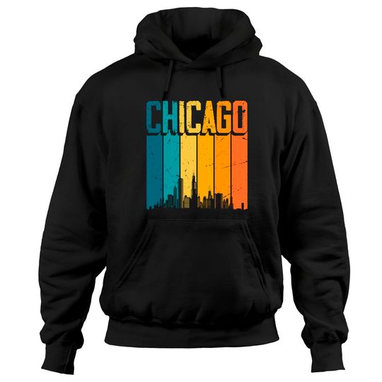 Little Chicago Hoodies Chicago USA Retro Vintage Sunset Skyline Chicago