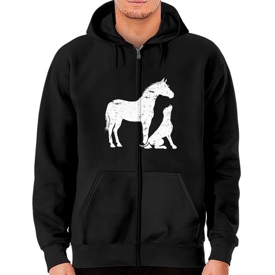 HORSE and DOG Motif for women and men Horse Dog Lover Zip Hoodies