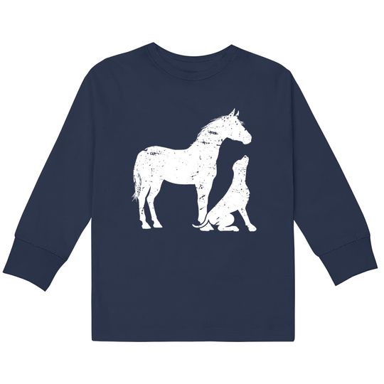 HORSE and DOG Motif for women and men Horse Dog Lover  Kids Long Sleeve T-Shirts