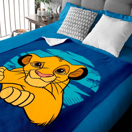 The Lion King Young Simba Resting Blue 90s Baby Blanket