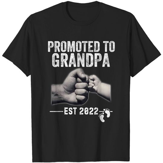 Promoted To Grandpa Est.2022 Retro Fathers Day New Dad T-Shirt T-Shirts