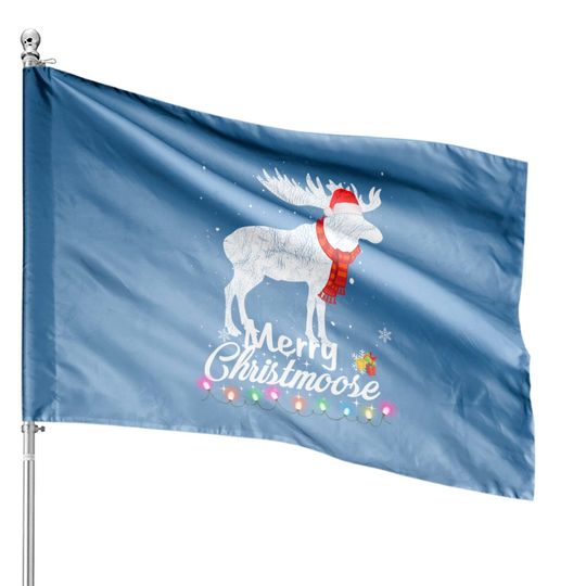Merry Christmoose: Funny Christmas Moose Pajama House Flag