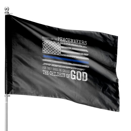 Support Police Thin Blue Line Distressed Flag Bible Verse House Flags