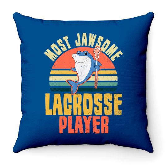 Best Lacrosse Player Design Jawsome Shark Throw Pillows