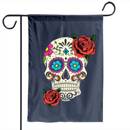 Dia De Los Muertos Floral Sugar Skull Garden Flag For Women Girl Garden Flag