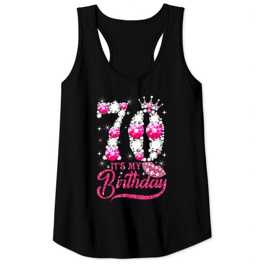 It's My 70th Birthday Queen 70 Years Old Shoes Crown Diamond Tank Tops